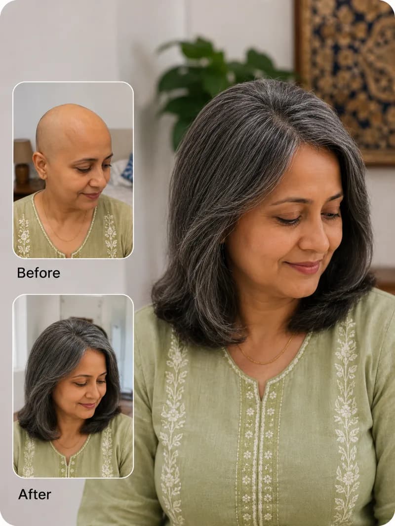 Hair system client before and after 1