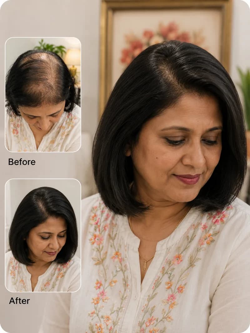 Hair system client before and after 2