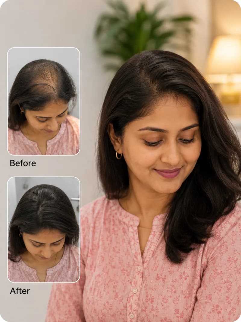 Hair system client before and after 3