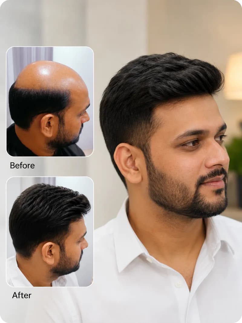Hair system client before and after 5