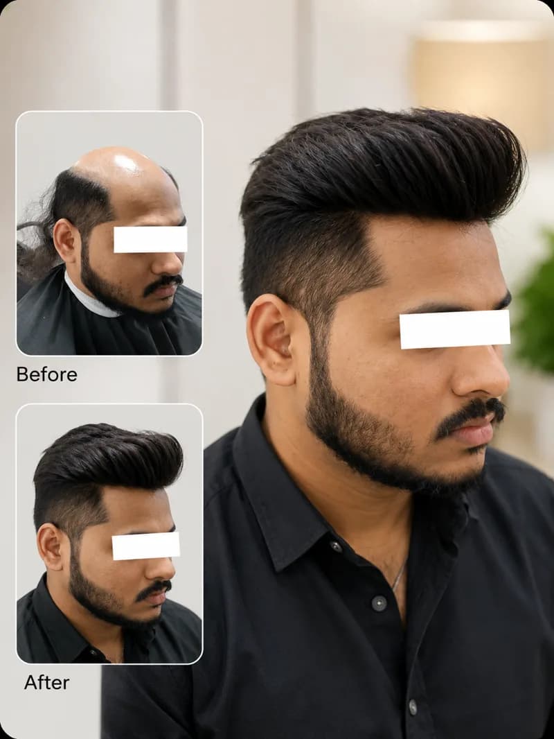 Hair system client before and after 6