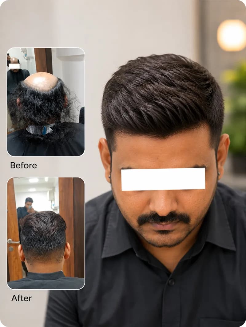 Hair system client before and after 8